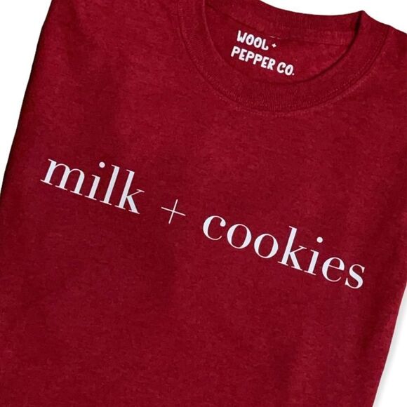 NWT Wool + Pepper Co. Milk + Cookies Christmas T-Shirt - Picture 1 of 4